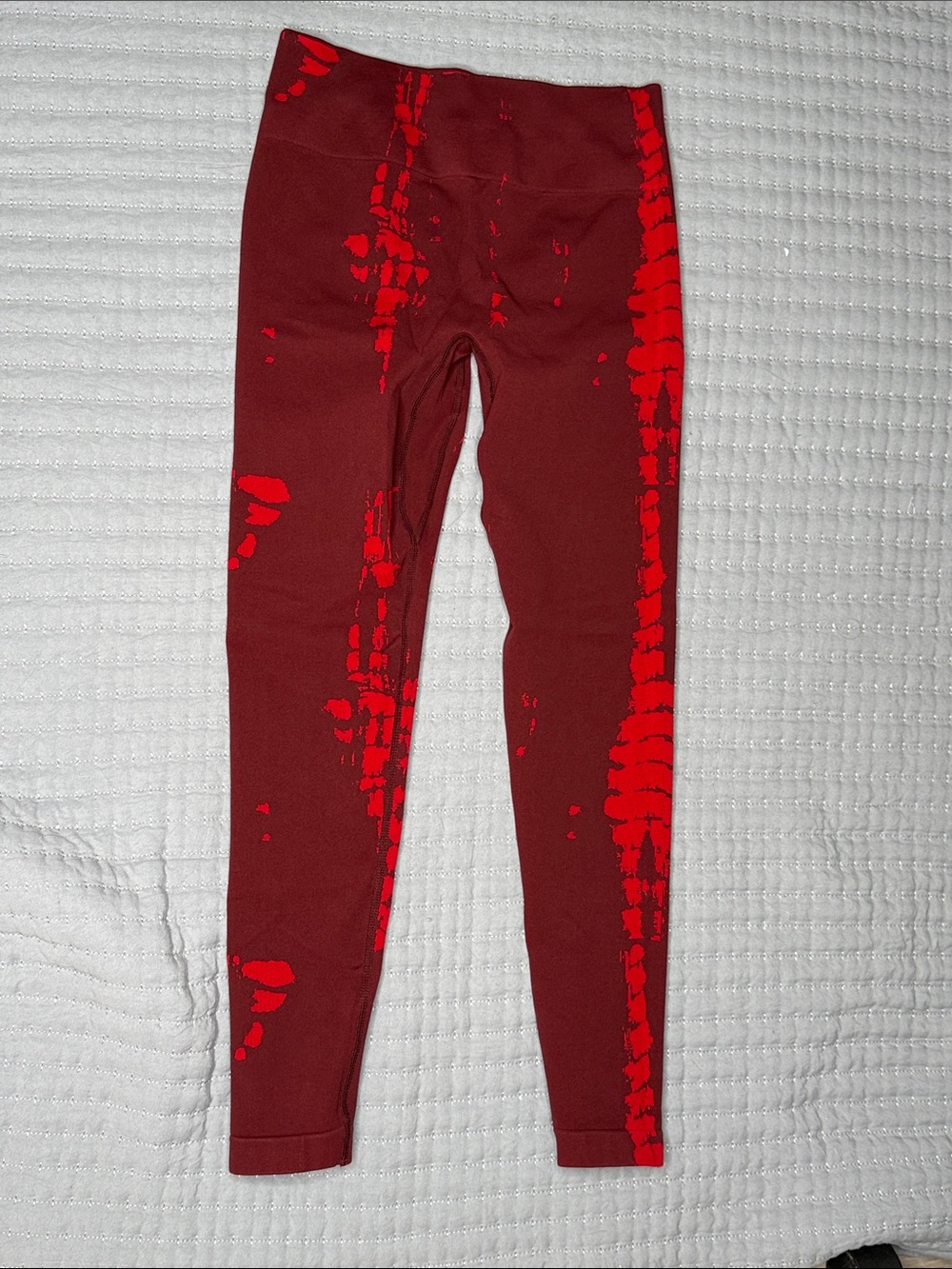 Women's Red Tie-Dye Leggings - High-Waist Active Leggings